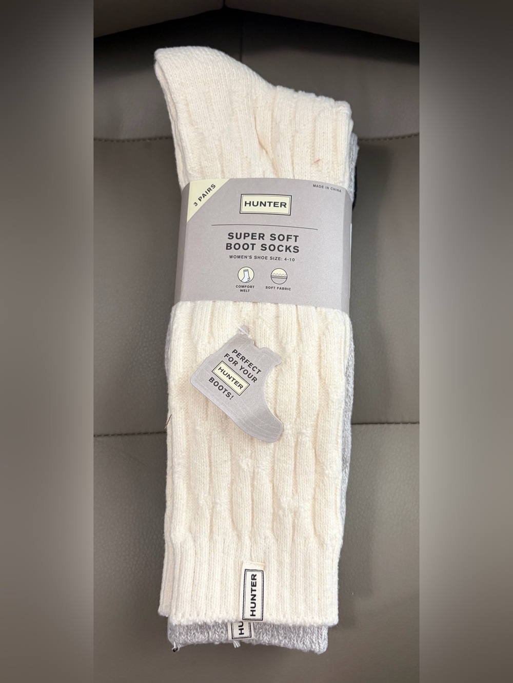 BNWT HUNTER ORIGINAL 3 PACK SUPER SOFT BOOT SOCKS [BK-GR-CM] US SHOE SIZE 4-10